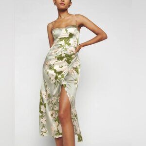 Reformation Marguerite Silk Midi Dress - Tarragon